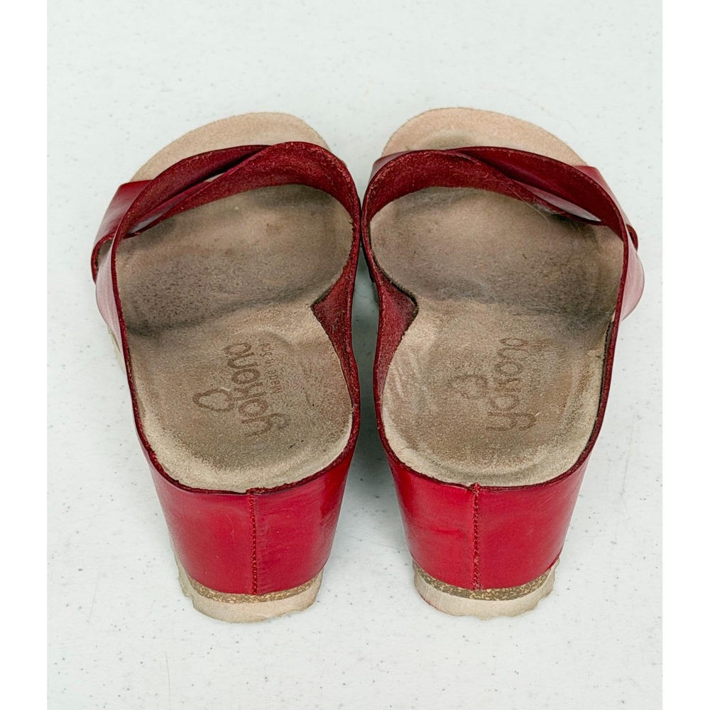 Yokono Red Leather Wedge Platform Sandals Slip On Cork Women's 7.5 Spain - Picture 5 of 8